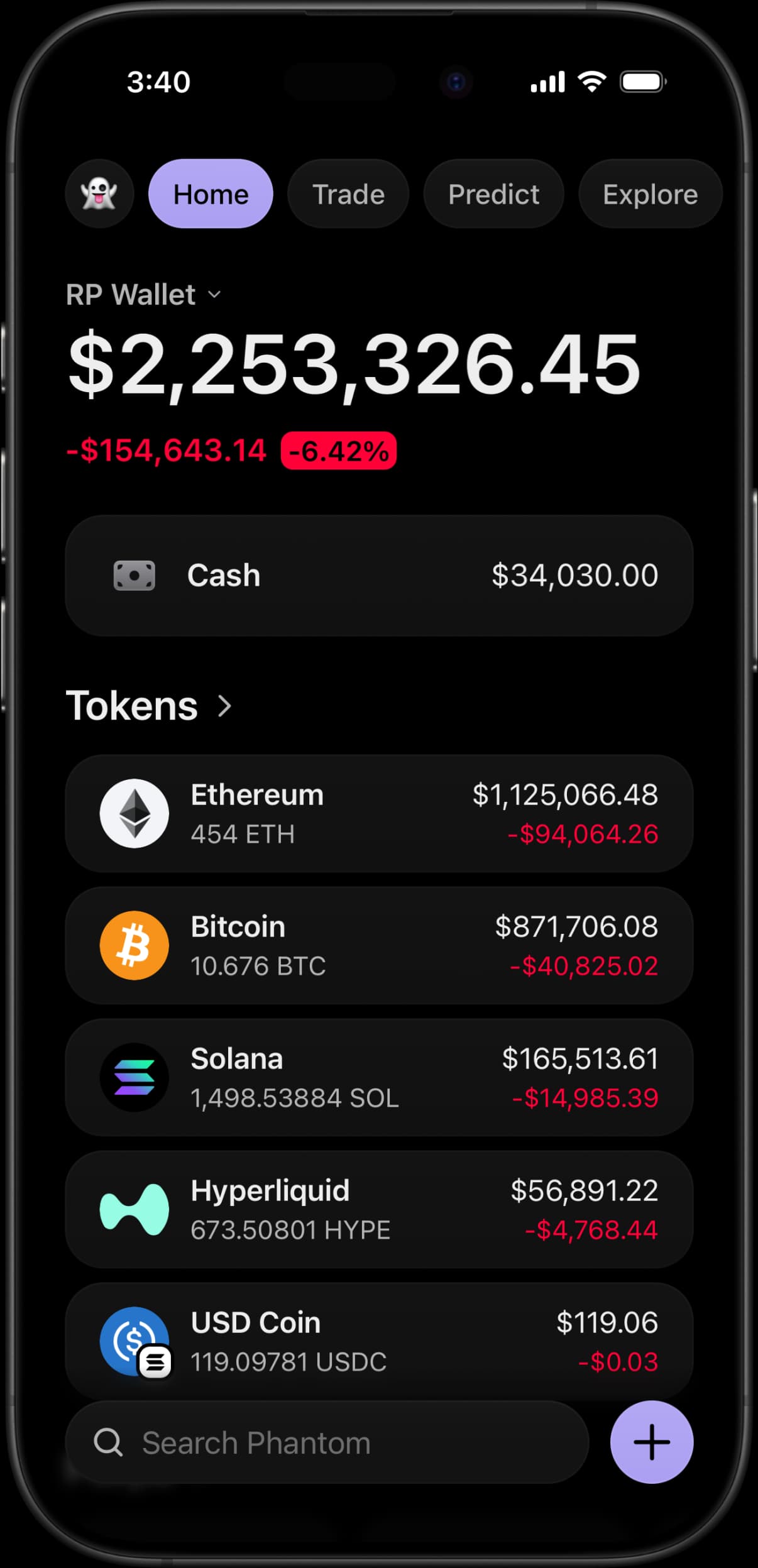 RP Wallet running full screen on a phone home screen